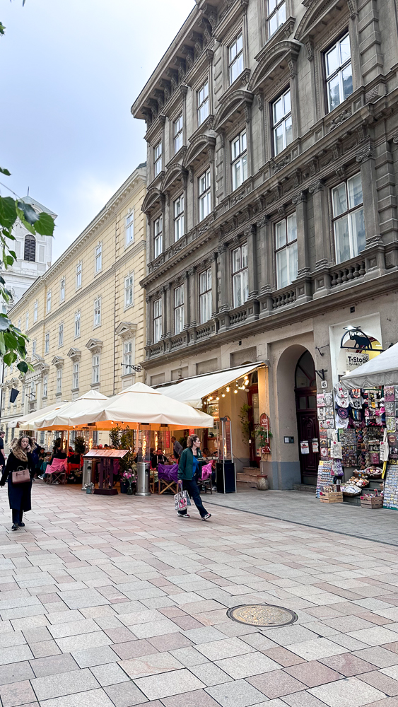 vaci u, via pedonale piena di negozi a Budapest