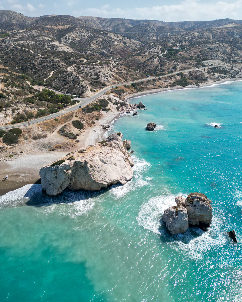 Scoglio di Afrodite, cipro, veduta aerea
